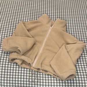 Tan Fleece Zip-Up Jacket